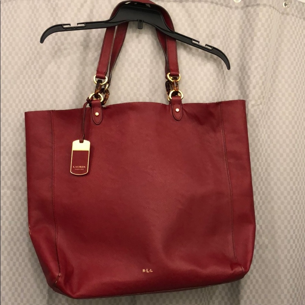Red Ralph Lauren Label Large Tote
